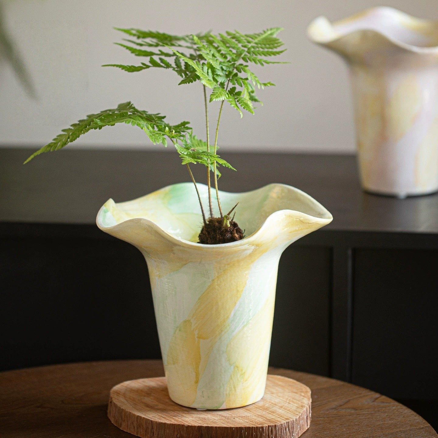 New Chinese Style Ceramic Desktop Planter, Gradient Color