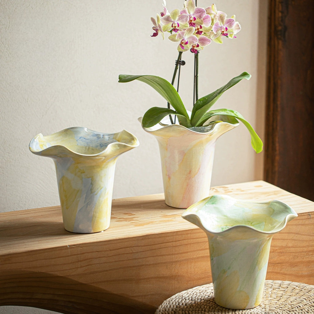 New Chinese Style Ceramic Desktop Planter, Gradient Color