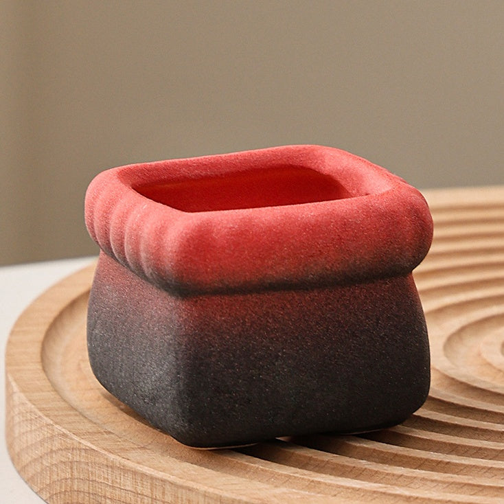 Square Cartoon Mini Ceramic Succulent Planter, Gradient Color