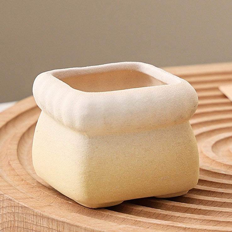Square Cartoon Mini Ceramic Succulent Planter, Gradient Color