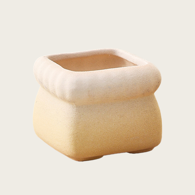 Square Cartoon Mini Ceramic Succulent Planter, Gradient Color
