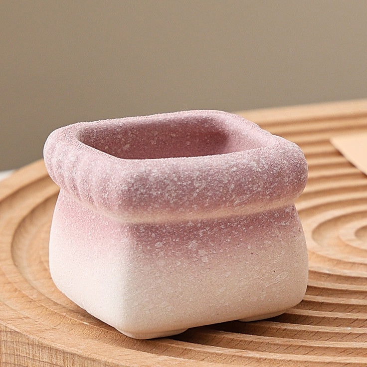 Square Cartoon Mini Ceramic Succulent Planter, Gradient Color