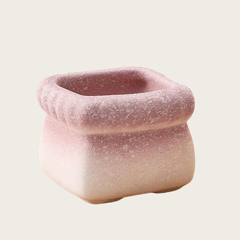 Square Cartoon Mini Ceramic Succulent Planter, Gradient Color