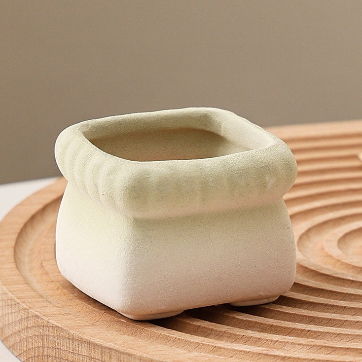 Square Cartoon Mini Ceramic Succulent Planter, Gradient Color