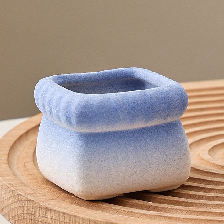 Square Cartoon Mini Ceramic Succulent Planter, Gradient Color