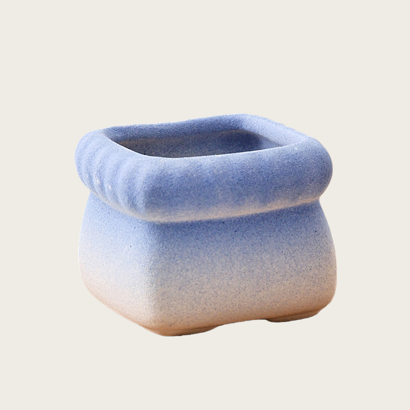 Square Cartoon Mini Ceramic Succulent Planter, Gradient Color