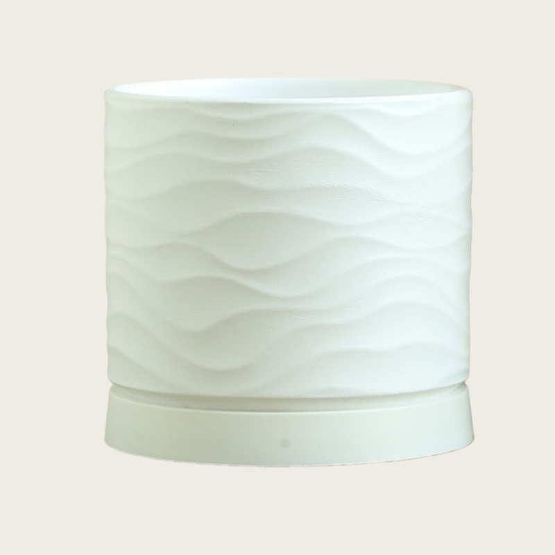 Minimalist Ceramic Desktop Planter with Wave Pattern