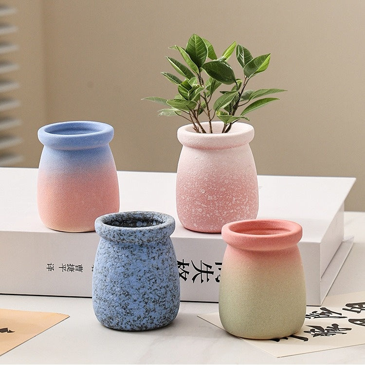 Cartoon Style Mini Coarse Ceramic Succulent Planter, Gradient Color